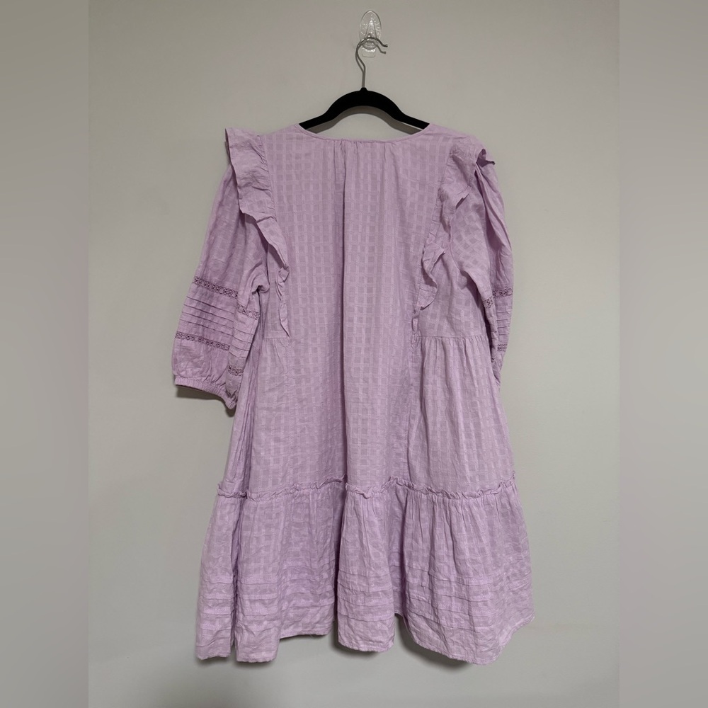 American Eagle Purple Tiered Peasant Mini Dress Size Medium Cottagecore Prairie - Picture 2 of 10